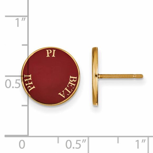 14K Plated Silver Pi Beta Phi Enamel Disc Post Earrings